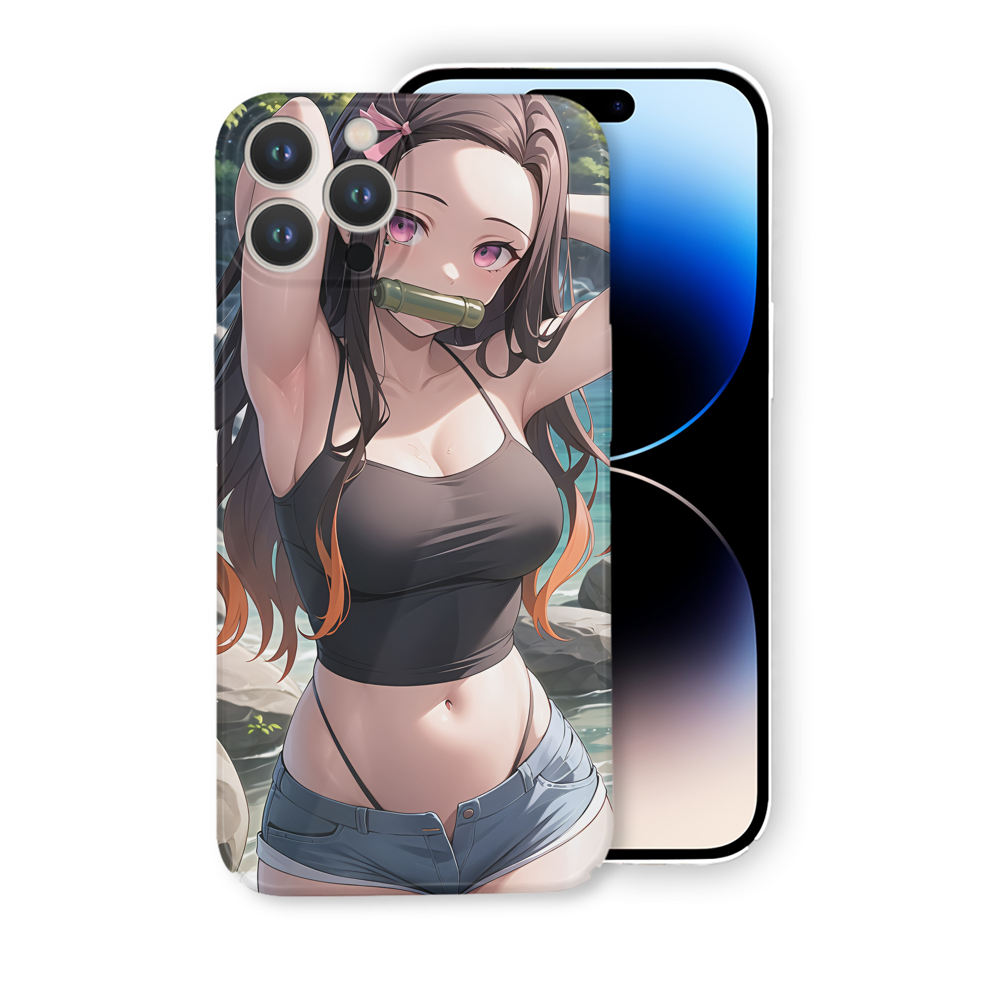 （画像用） 鬼滅の刃（きめつのやいば）竈門 禰󠄀豆子／かまど ねずこ Kamado Nezuko 【iPhone 14シリーズ対応】ハードケース